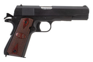 Auto-Ordnance 9mm 1911A1 GI features a black oxide finish and wood checkered Grips stamped U.S.